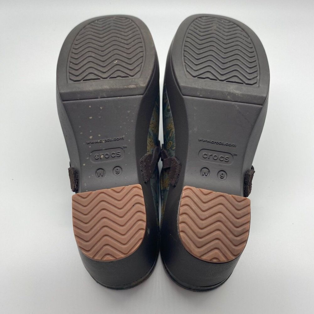 CROCS Sarah Graphic Floral Green / Brown Womens US‎ 9 Dual Comfort Clog EUC - Picture 3 of 9